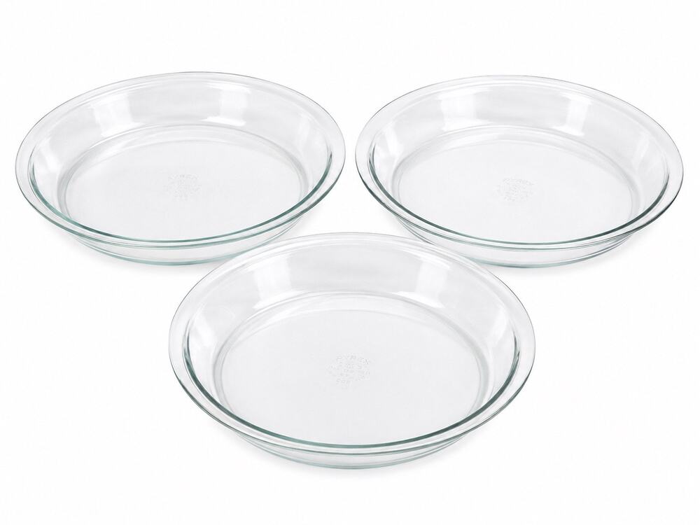 Vintage PYREX 209 Clear Glass 9 Inch Pie Plates Baking Dishes USA Lot of 3